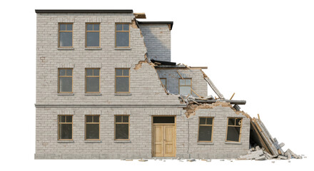 Isolated Damaged Brick Building