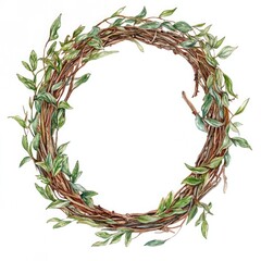 Botanical Watercolor Oval Frame Adorned with Greenery and Leaves for Wedding Invitations
