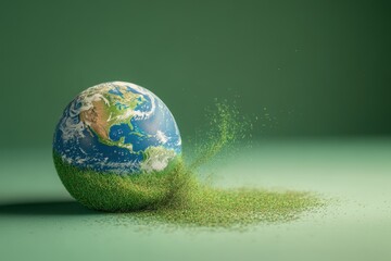 Fototapeta premium A Globe of Earth Showing Natural Green Degradation and Decline