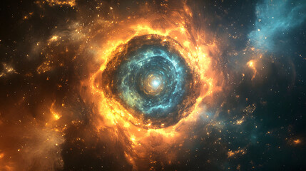 Obraz premium Cosmic Nebula: A Fiery Celestial Dance