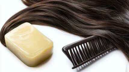 Hair care routine shampoo comb and hair tips at home personal care indoor close-up