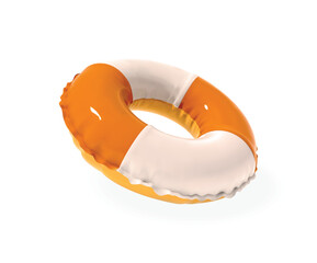 Orange Lifebuoy 3d icon. rendering of a Orange and white lifebuoy isolated vector 3d illustration.