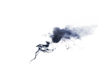 Wispy formation of dark smoke isolated on transparent background