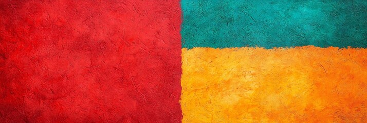 Fototapeta premium Cinco de Mayo, Vibrant Red Orange and Teal Textured Wall Background Perfect for Design Projects This bold color palette offers a striking backdrop for various applications