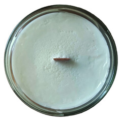 Soy wax candle with wick, top view