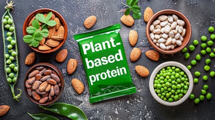 Healthy plant-based protein options with nuts and legumes for vegan diet