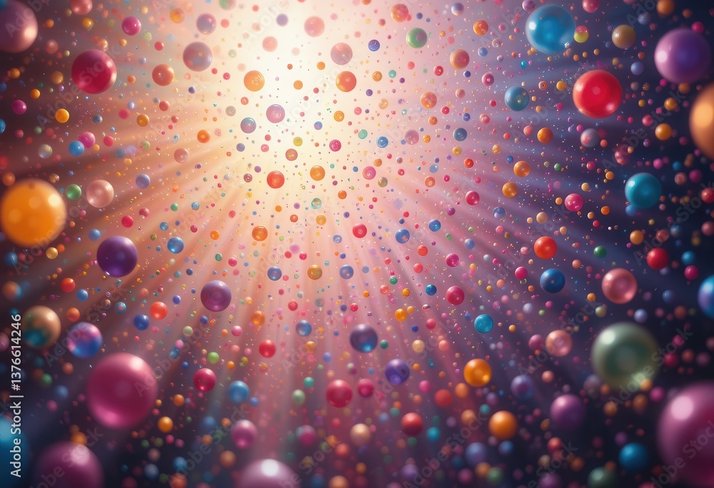 Poster colorful spheres floating in radiant light create a captivating visual display