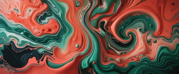 Obraz premium vibrant abstract painting with red and green swirl