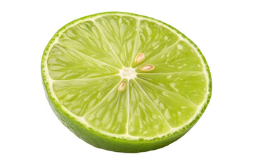 A Closeup View of a Perfectly Sliced Lime Revealing its Juicy Interior and Vibrant Green Color