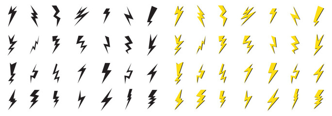 Thunder Bold Lightning Flash icon. Lightning icon. Vector lightning electricity logo. Illustration of lightning icon set isolated on white background.