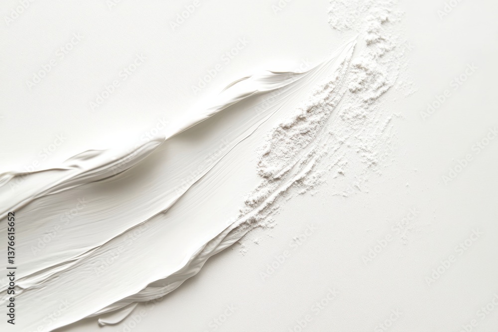 Aufkleber Artistic texture creation with thick white paint on a plain surface highlighting creative expression