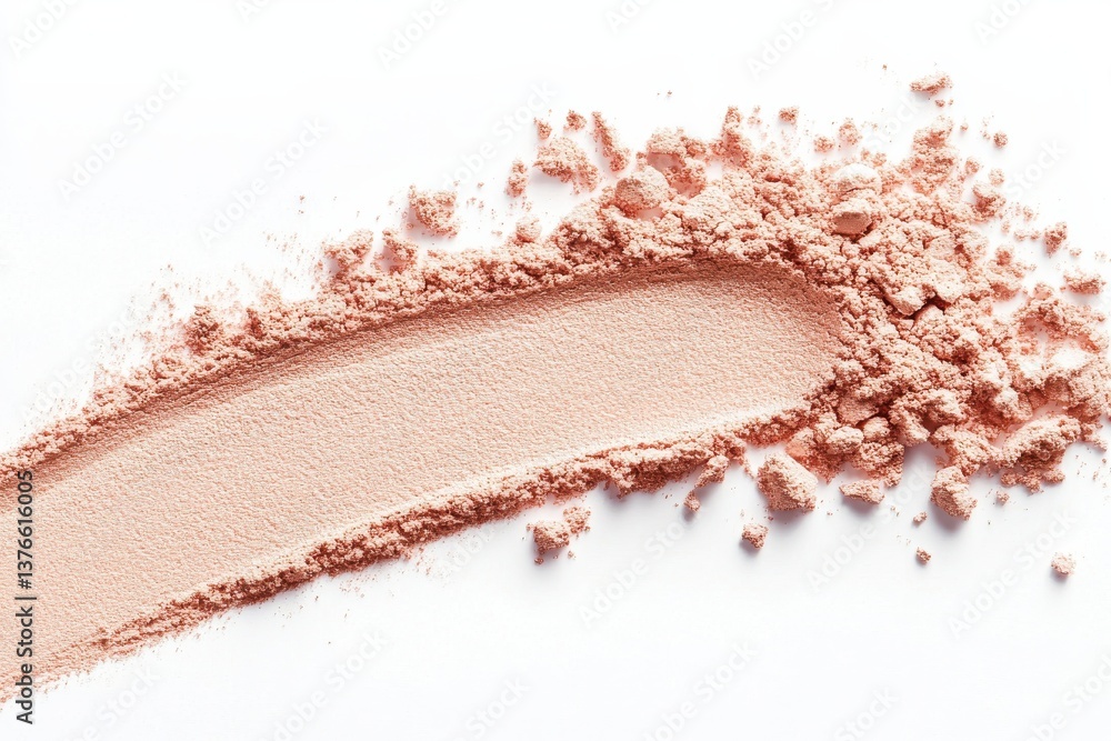 Poster soft pink powder spreads across a white surface, creating an artistic texture with a delicate, smoot