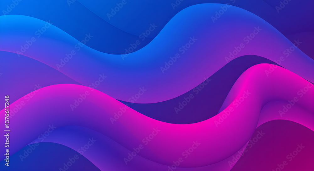 Poster vibrant waves gradient background, digital data flow visualization for technology banner, website ba