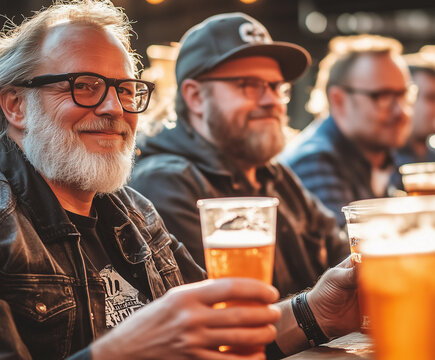 festival, beer on tap, kegs, people enjoying good craft beer - Powered by Adobe