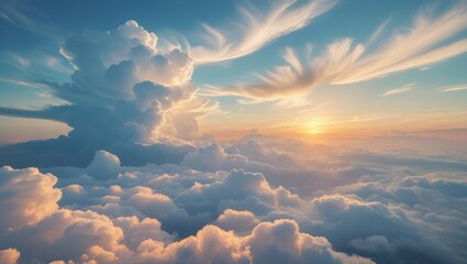 serene sunset sky with clouds illustration concept
