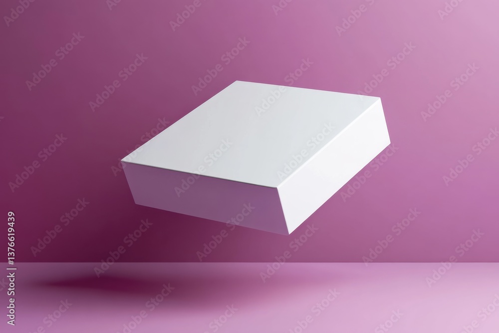 Poster Floating white rectangular box against a pink background elevates creativity and modern design in a minimalist setting