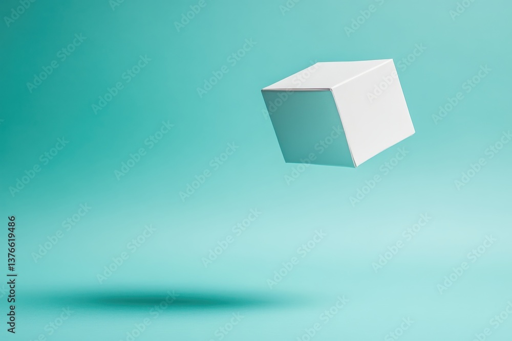 Aufkleber Floating white box against a turquoise background creating a minimalist and modern aesthetic