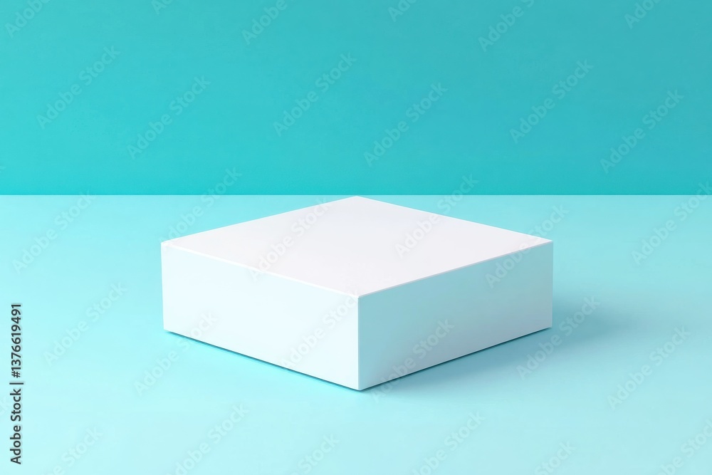 Aufkleber Minimalist white box on a turquoise background emphasizing simplicity and elegance in product presentation