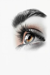 A close up of a woman's eye with long eyelashes