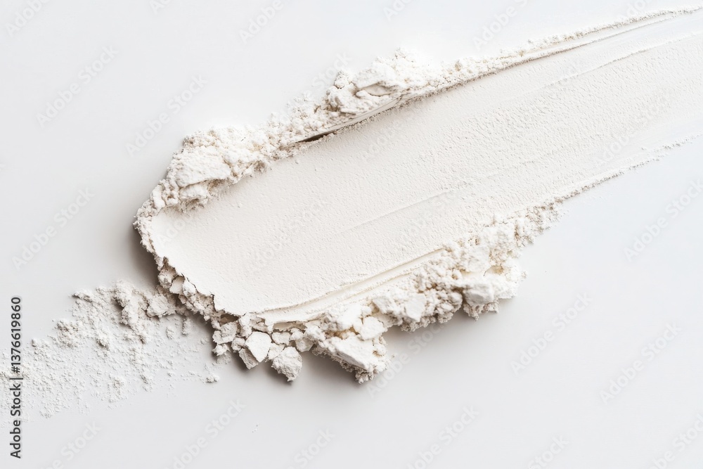 Poster white powder smeared across a flat surface showcasing texture and form during a creative process
