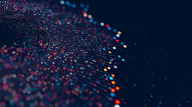 Big Data complex round graph animation. Quantum computing universe. Cyber space of AI technology. Futuristic graph. Digital information presentation loop.