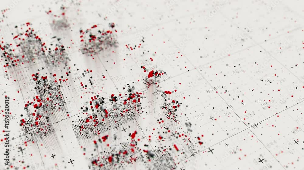 Poster Quantum computing animation. Big Data information processing. Cyber space of AI technology learning. Futuristic graph. Digital information flow. 3d render loop