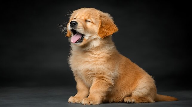 Yawning Golden Retriever Puppy.