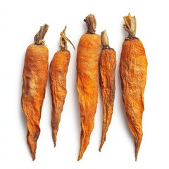 A fresh bunch of orange carrots, a healthy root vegetable isolated on white
