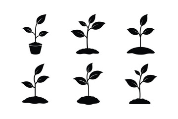 Vector set of tree icons representing nature and growth
