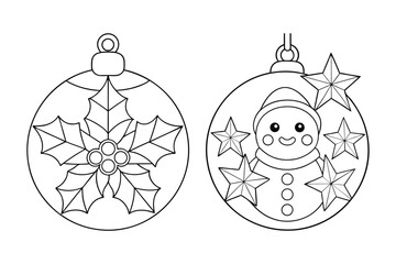 Obraz premium Set of Christmas ornament coloring page 