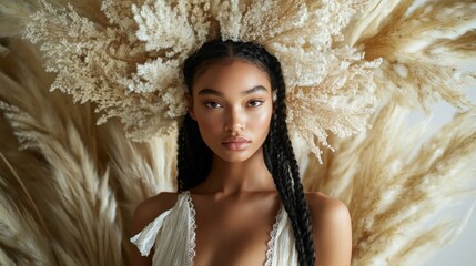 Boho braids adorned with natural floral elements