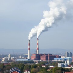 Cityscape with industrial area. Industrialization