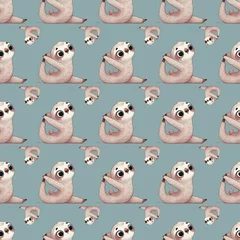 Cute Sloth Seamless Pattern – Adorable Lazy Animal Design for Kids and Fabric 
