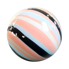 Fototapeta premium Fluffy 3D Cartoon Beach Ball with Glowing Stripes Isolated on Transparent Background