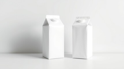 Two White Milk Cartons on Clean Surface in Minimalist Still Life