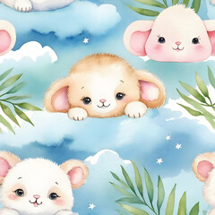 Adorable watercolor baby animals