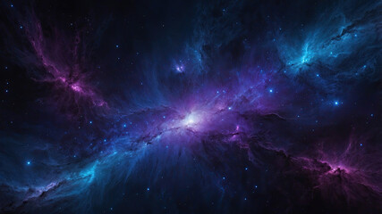 Fototapeta premium Vibrant cosmic nebula showcases swirling colors of violet and blue in the depth of space