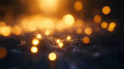Glowing bokeh, blurred lights of gold and silver colors,