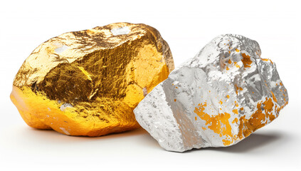 Intricate details of shimmering gold and silver nuggets showcasing nature's treasures under bright lighting