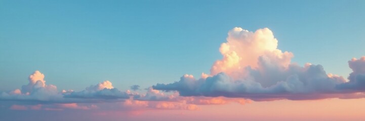 Obraz premium Cloudy blue sky with a single white cloud at sunrise, outdoors, sky