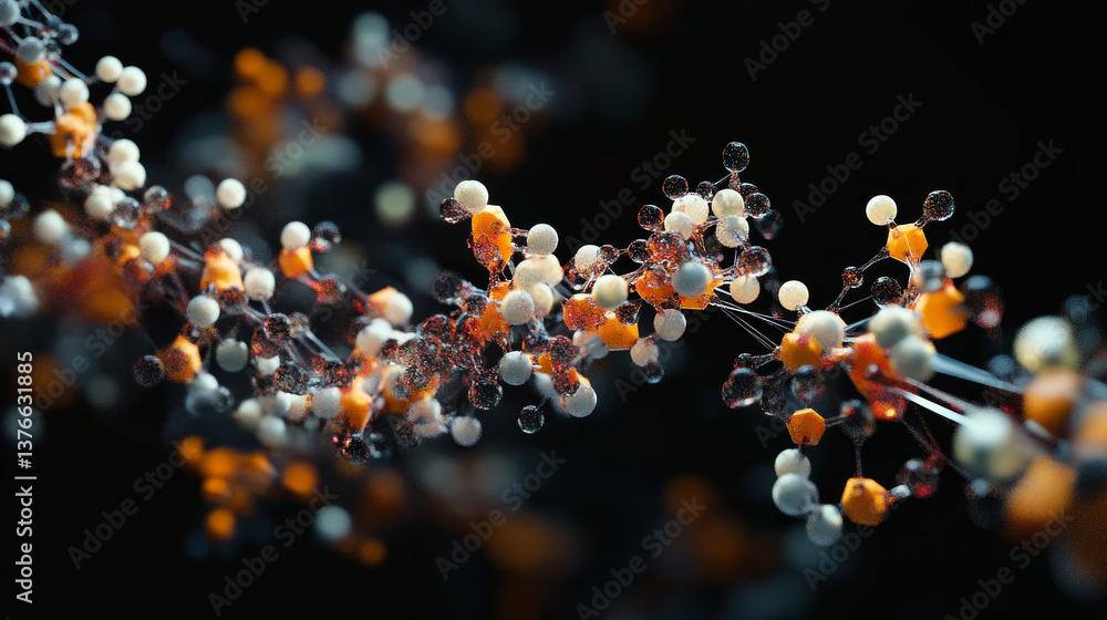 Aufkleber abstract molecule model. digital technology in genetic engineering. artificial intelligence in molec