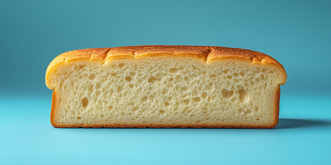 Enjoying the simple elegance of sliced bread against a vibrant blue background for a delightful culinary presentation