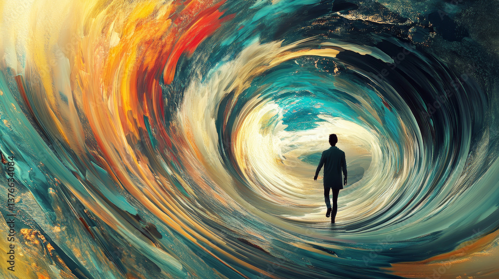 Aufkleber data stream. digital mind. creation of artificial intelligence. massive data, digital funnel, inform