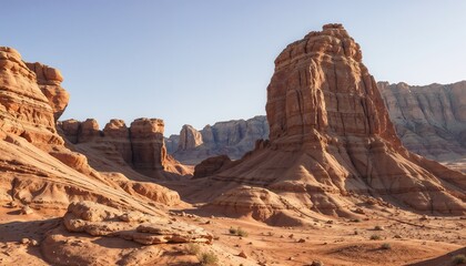 Fototapeta premium Majestic sandstone cliffs glowing in desert sunlight 