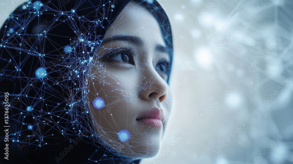 Poster big data concept. digital neural network. introduction of artificial intelligence. cyberspace of fut