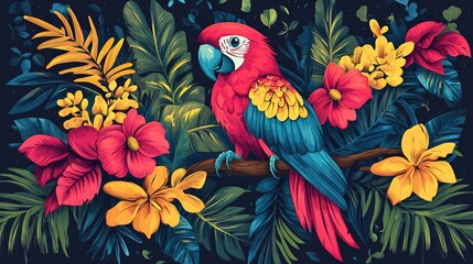 Tropical Parrot  Flowers  Suitable for Professional Presentation