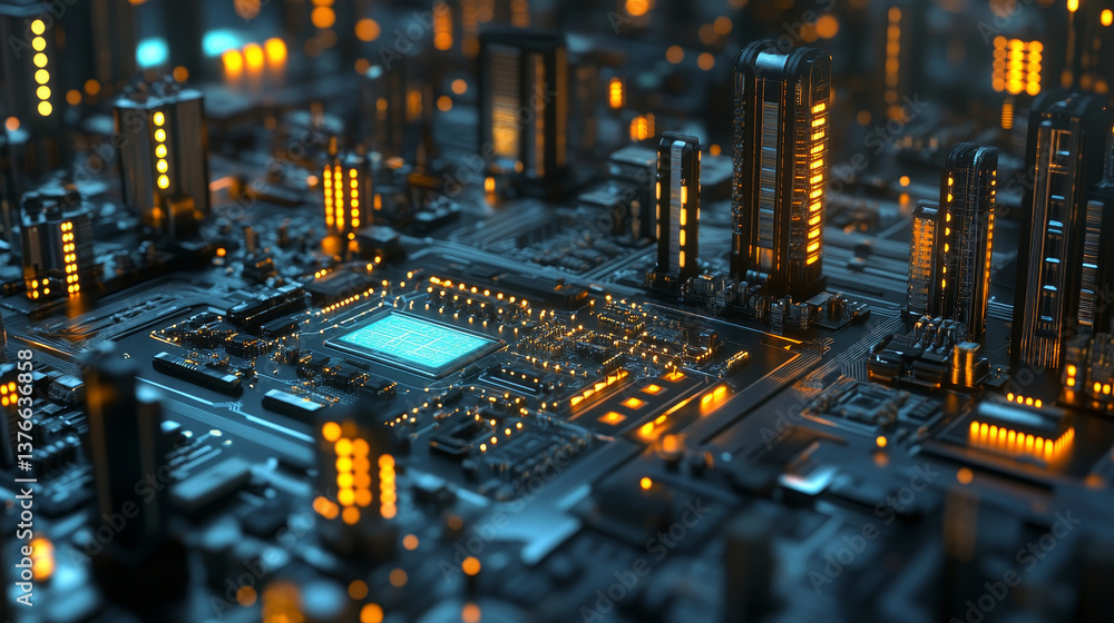 Poster ai, digital mind, artificial intelligence, computer brain, quantum processor, cpu, neural networks. 