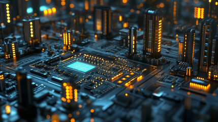 AI, digital mind, artificial intelligence, computer brain, quantum processor, CPU, neural networks. Digital database of future 3D illustration on a technological background