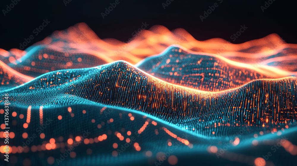 Poster futuristic big data stream. motion of digital data flow. data transmission channel 3d illustration. 