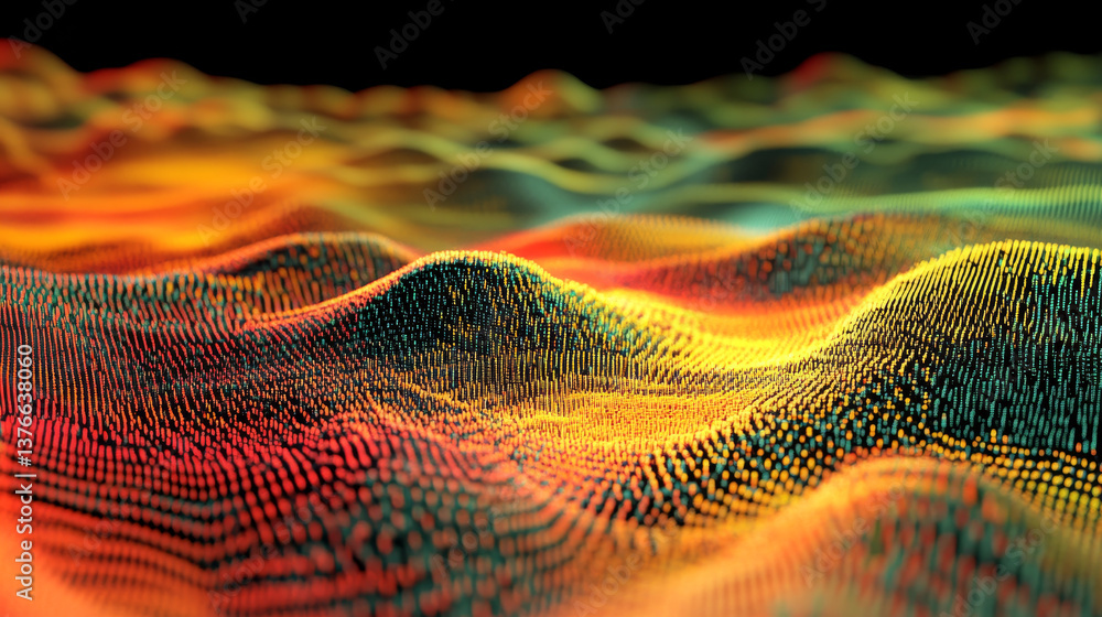 Poster cyber stream 3d illustration, data field, information flow, big data, binary code linear concept